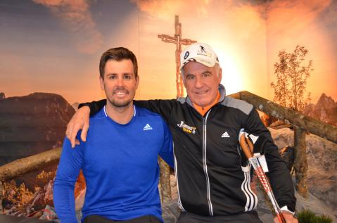Biathlon-Legende Fritz Fischer und Olympia-Teilnehmer im Ski-Cross Thomas Fischer begleiten die Teilnehmer des Benefiz-Laufs zugunsten der KUNO-Stiftung. 